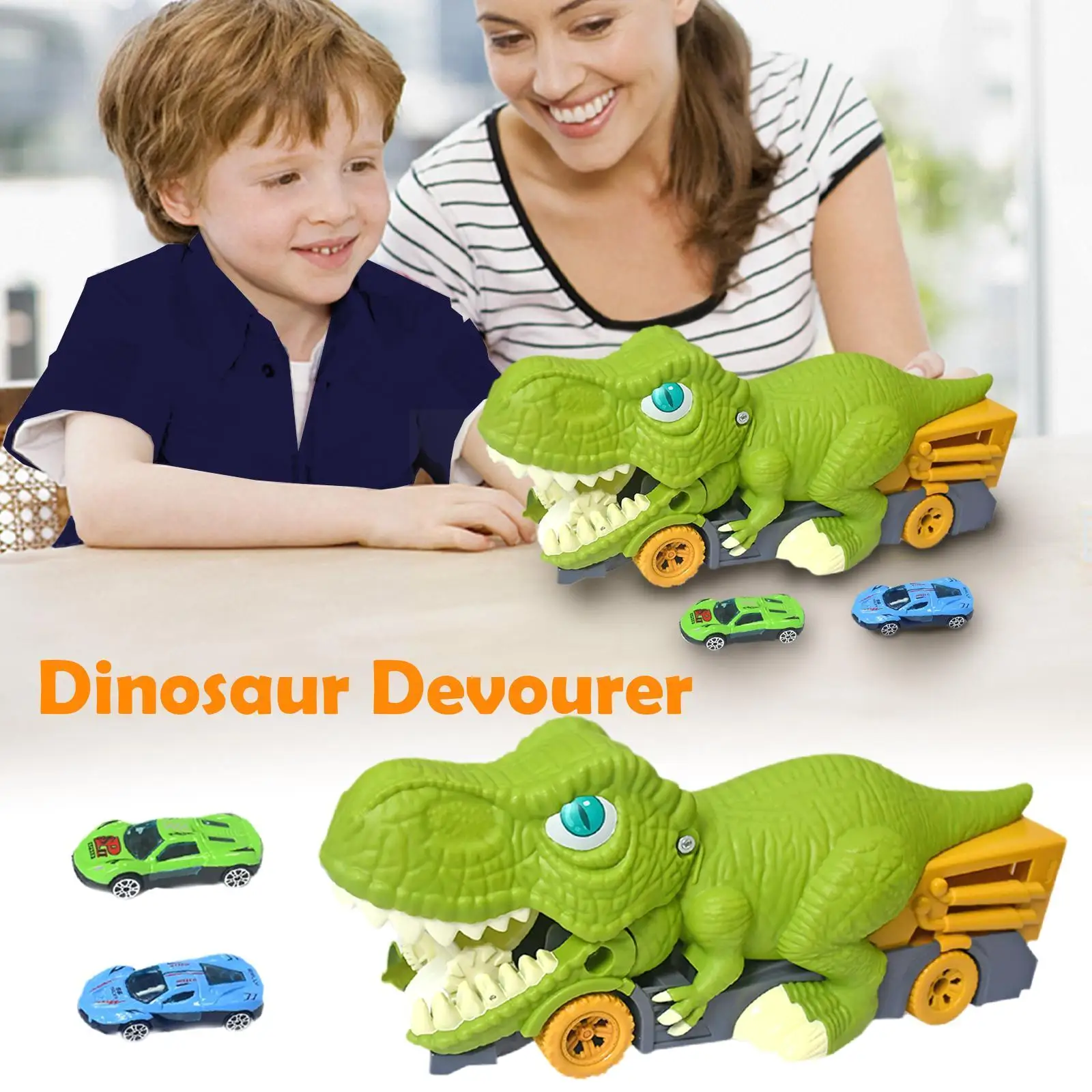 

Dinosaur Devouring Play Vehicle Toys For Boy Carrier Truck Children Montessori Gift Kid Racing Track With Car Mat E4F0