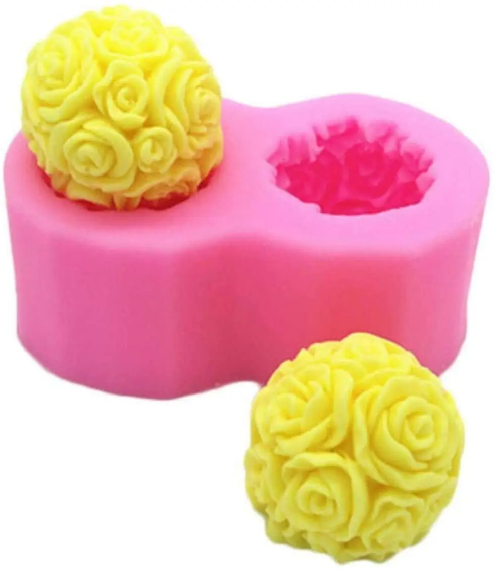 

3D Rose Ball Aromatherapy Candle Mould Rose Flower Silicone Molds for Making DIY Beeswax Candles Art Craft Valentine's Day Gift