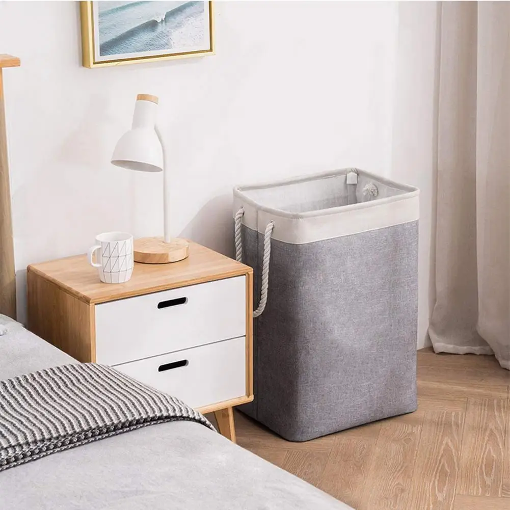 

1 Set Foldable Laundry Basket with Reinforced Handle Strong Load-bearing Large Capacity Dirty Clothes Hamper Bathroom Supplies