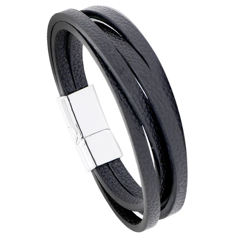 

LETAPI New Fashion Trendy Leather Braided Bracelet Punk Vintage Magnetic Clasp Bracelets for Men