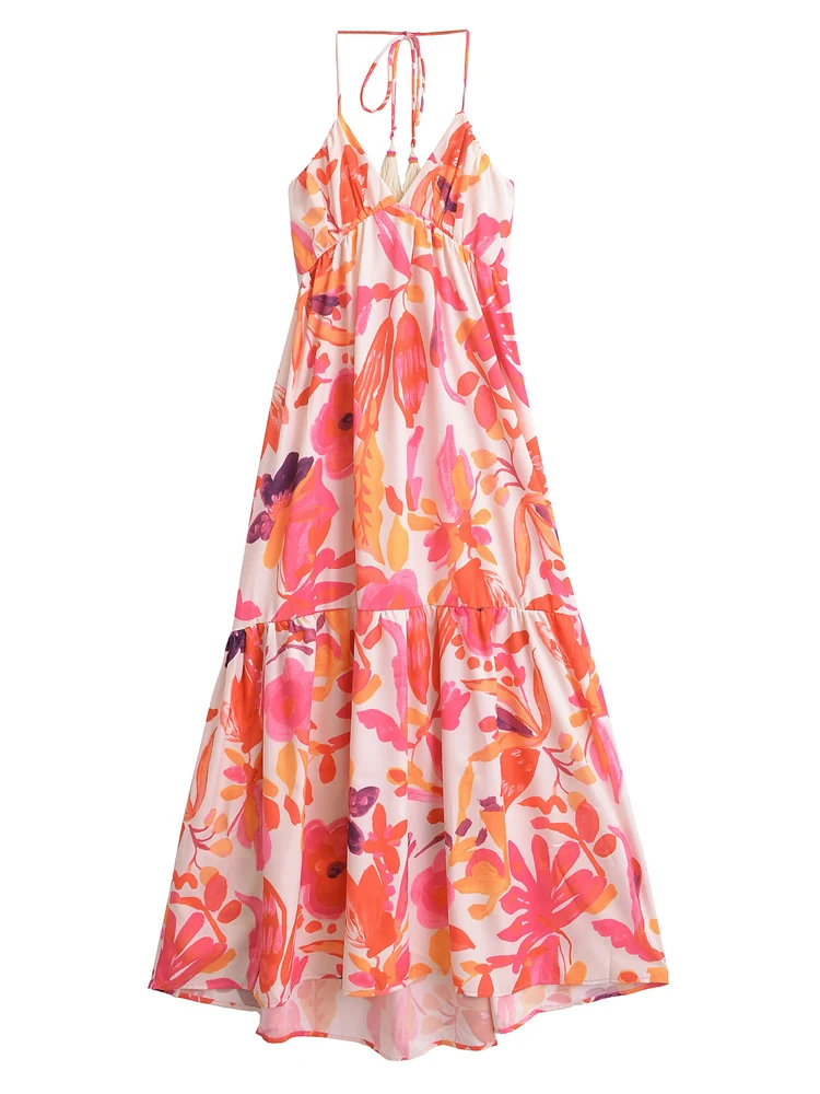 KAOPU ZA женские платья с галстуком принтом женское платье воротником хомутиком и