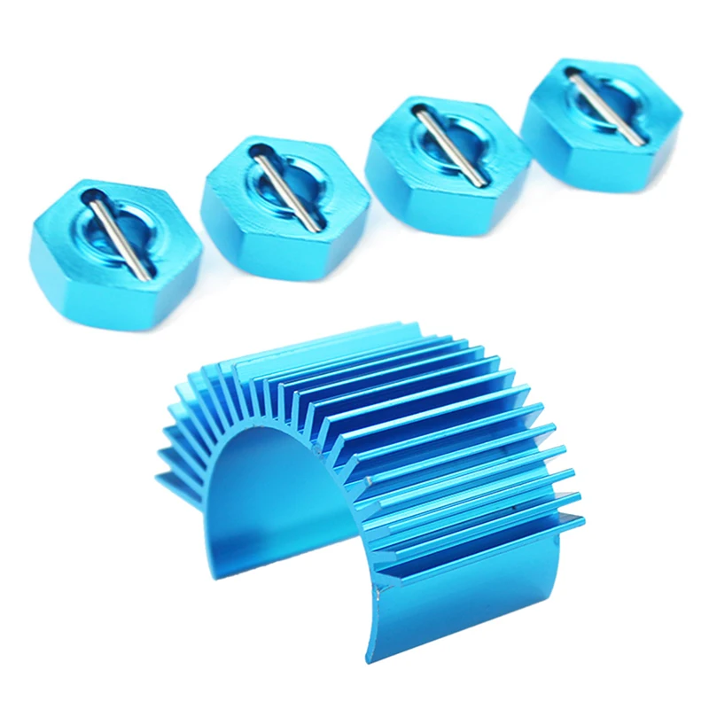 

4Pcs Metal Hexagon Set For Wltoys 12428 12423 1/12 & 1Pcs Rc Car Spare Parts 540 550 Motor Radiator Blue