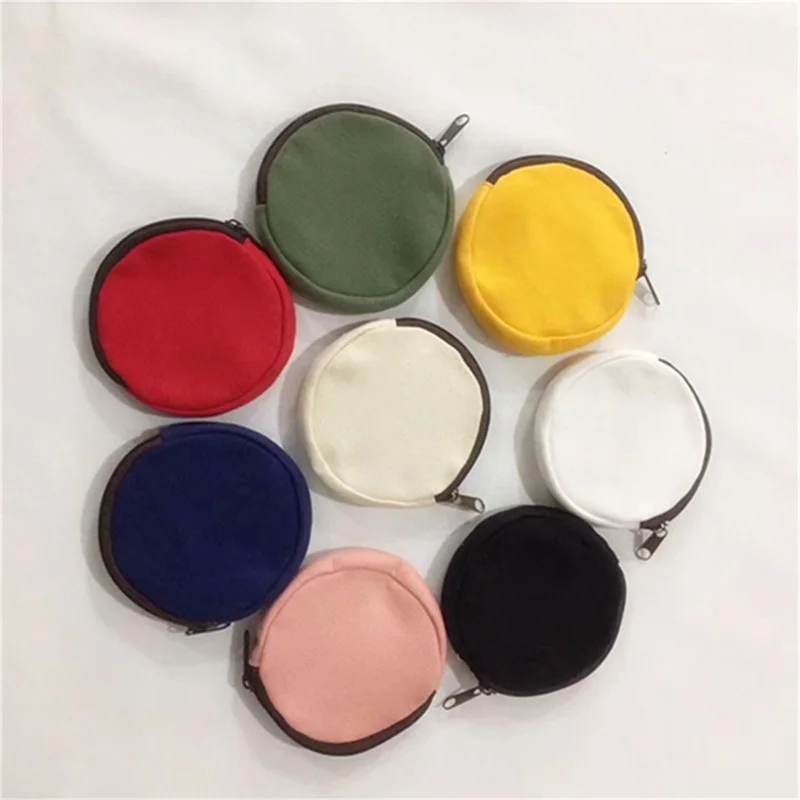 

Solid Color Mini DIY Canvas Coin Purse Zipper Coin Key Bag Money Pocket Women Men Simple Coin Purse Small Wallet Kid Gift Pouch