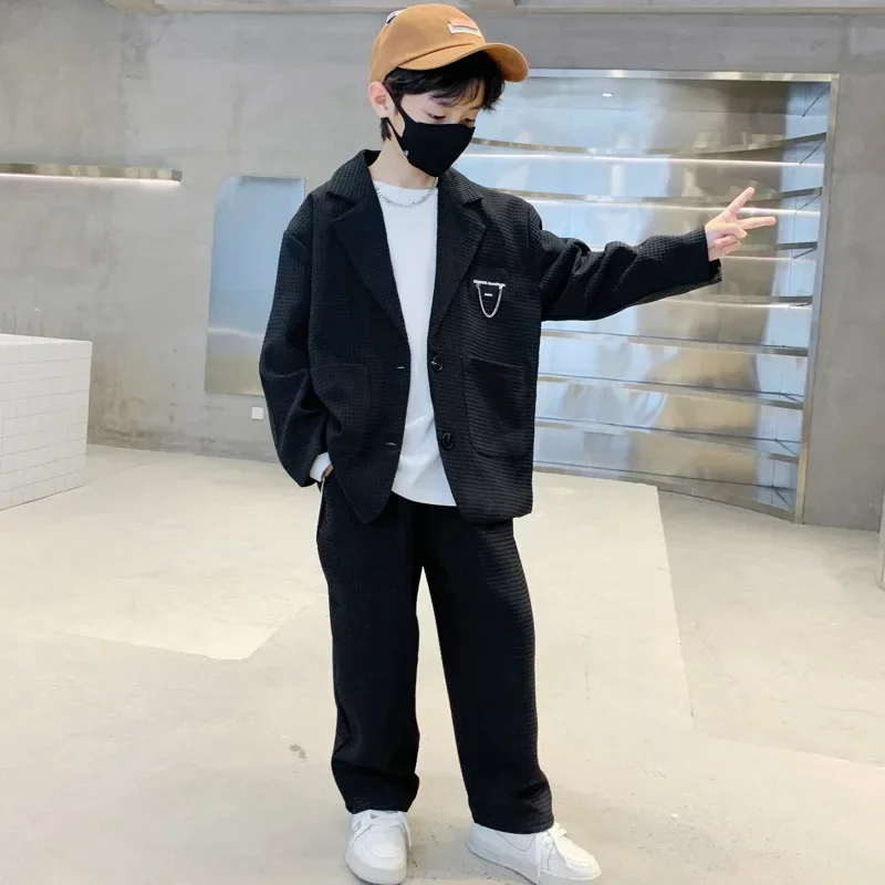 Teenage School Boys Clothing Sets 2024 Autumn Blazer Pants Two Pieces Suit for Clothes Fashion Kids Costume 10 12 14 Years