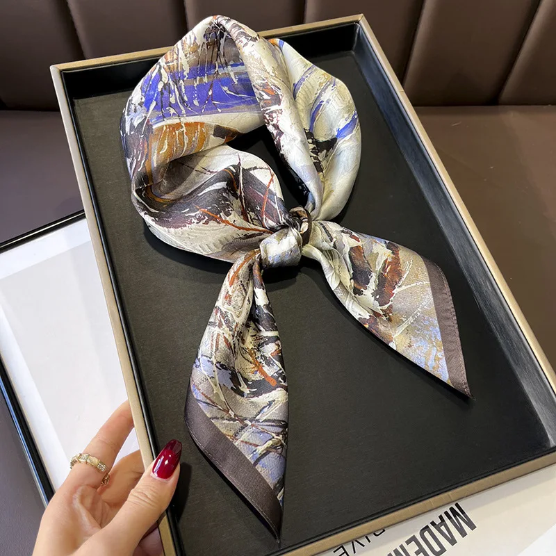 

Женский квадратный шейный платок из чистого шелка, Женская лента для волос, головной платок на весну и осень, роскошный платок с принтом
