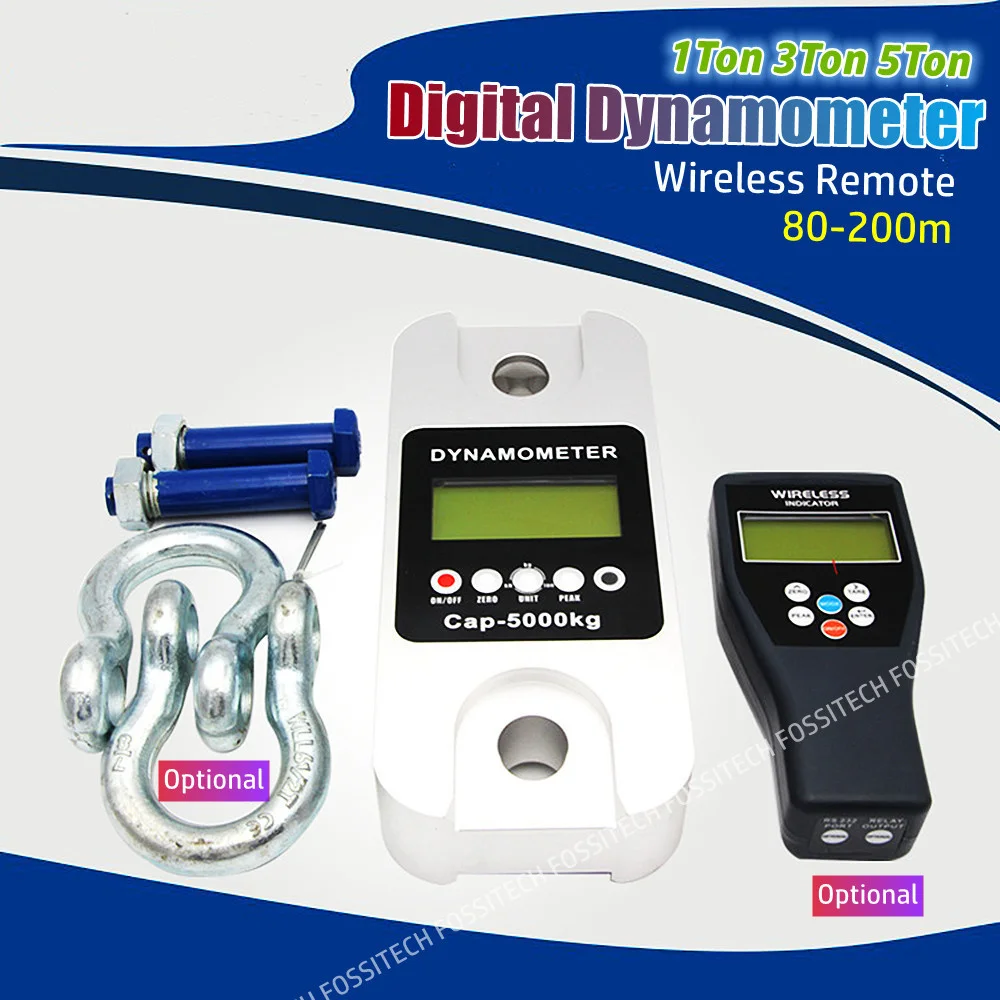 

High Precision Infrared Control Tension Meter Wireless English Version Dynamometer with Shackle for Industry Use