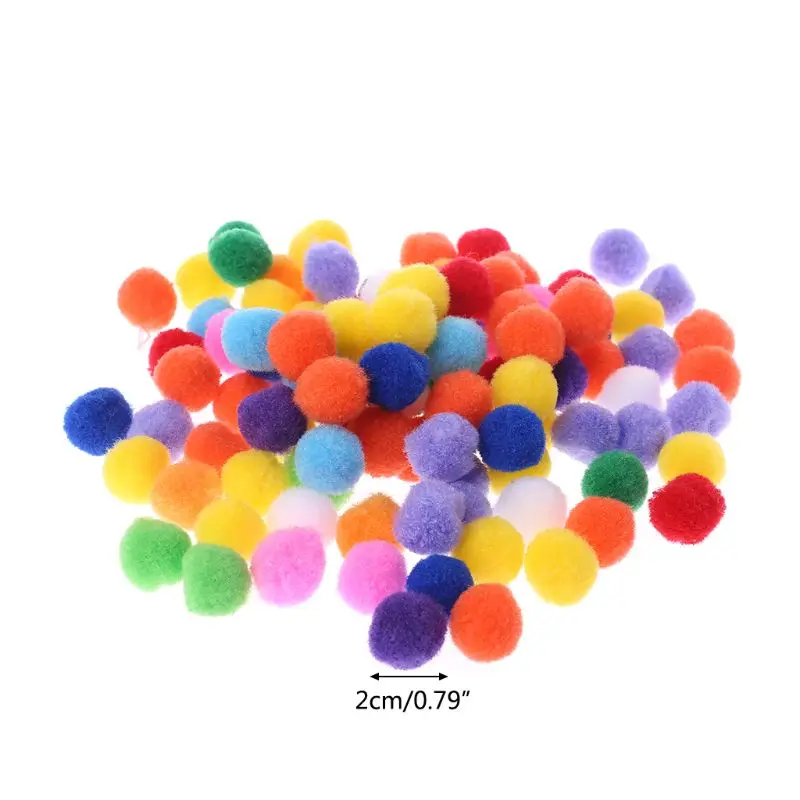 

100Pcs Soft Round Fluffy Craft PomPoms Ball Mixed Color Pom Poms 20mm DIY Crafts DIY
