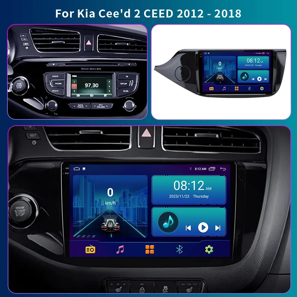 2Din Android 13 для Kia Ceed Cee ɽ 2 JD 2012-2018 Автомагнитола мультимедийный видеоплеер