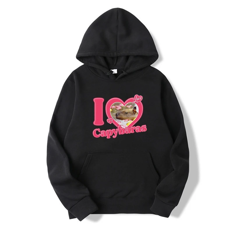 I Love Capybaras Hoodies Men Sweatshirts capybaras Printed Fleece Men Clothing Jacket Oversized Hoodie Women's Sweater Men tops