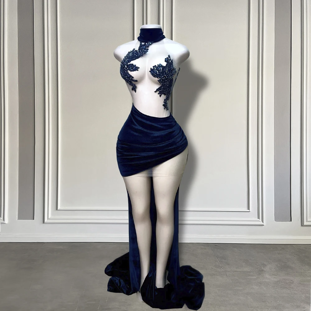 

Сексуальные прозрачные вечерние платья с высокой горловиной и вышивкой бисером