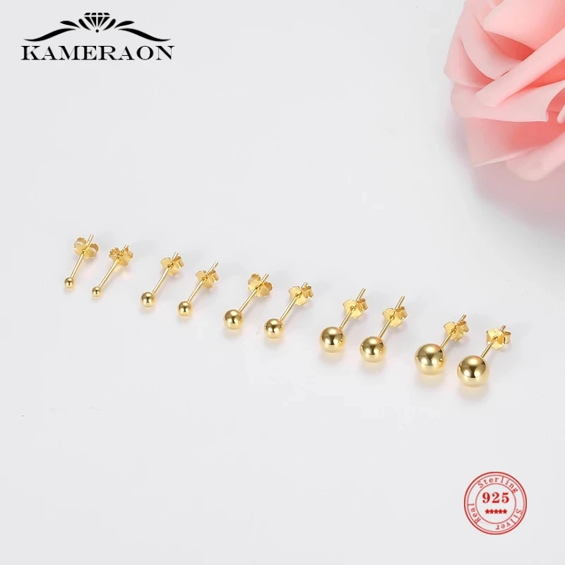 

Маленькие круглые серьги-гвоздики из стерлингового серебра S925 пробы 2/3/4/5/6 мм, милые круглые бусины для женщин, стильные ювелирные изделия б...