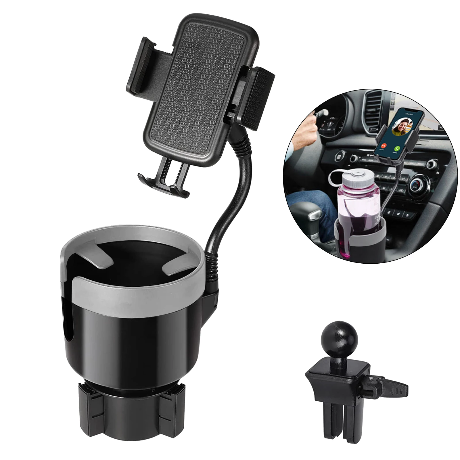 

Car Cup Holder Expander Adapter Dual Cup Holder Rotating Adjustable And Extendable Drink Beverage Water Bottle Holder