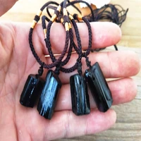 1pc natural black tourmaline necklace pendant chakra crystals and stones healing pendant 2 4cm original stone jewelry gift