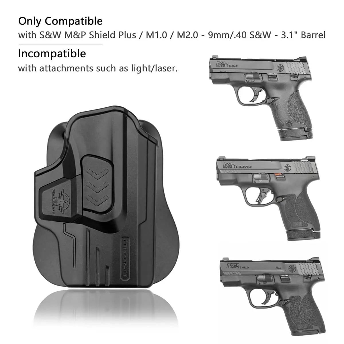 Защитная кобура M & P 9 мм OWB Paddle-No-Laser Полимерная Кобура с защитным замком для
