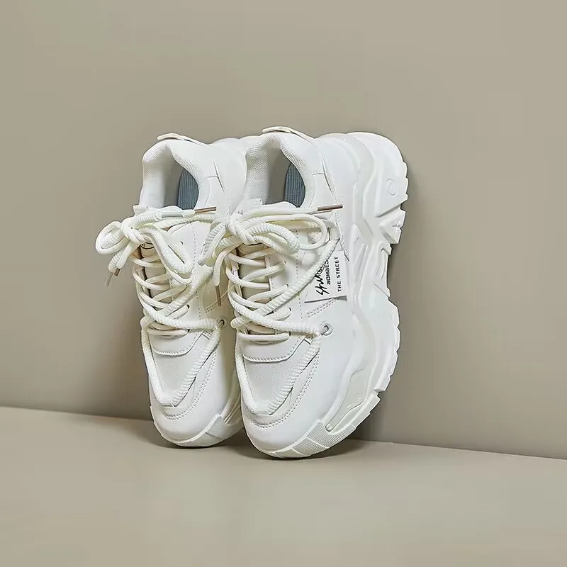 Массивные женские кроссовки Вулканизированная подошва на шнуровке Повседневная