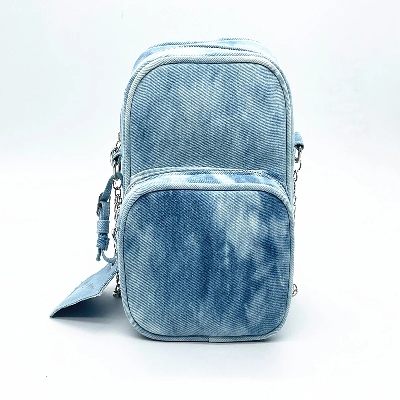 Tie-dye Denim Jeans Bags Cool Girl Totes 2023 Fashion Trend Denim Messenger Bags Women's Mini Shoulder Bag Kpop Star merch Bag