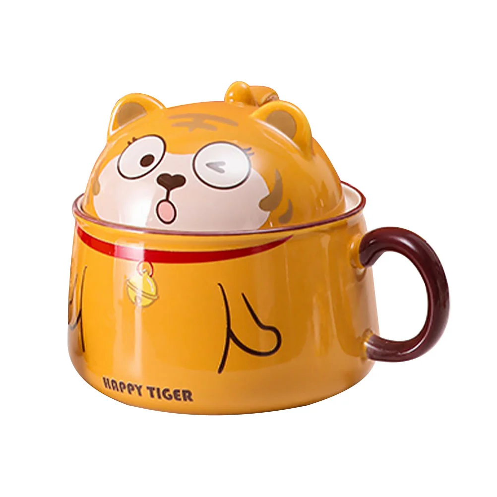 

Тигровая дизайнерская миска для лапши, бытовой держатель для риса с крышкой