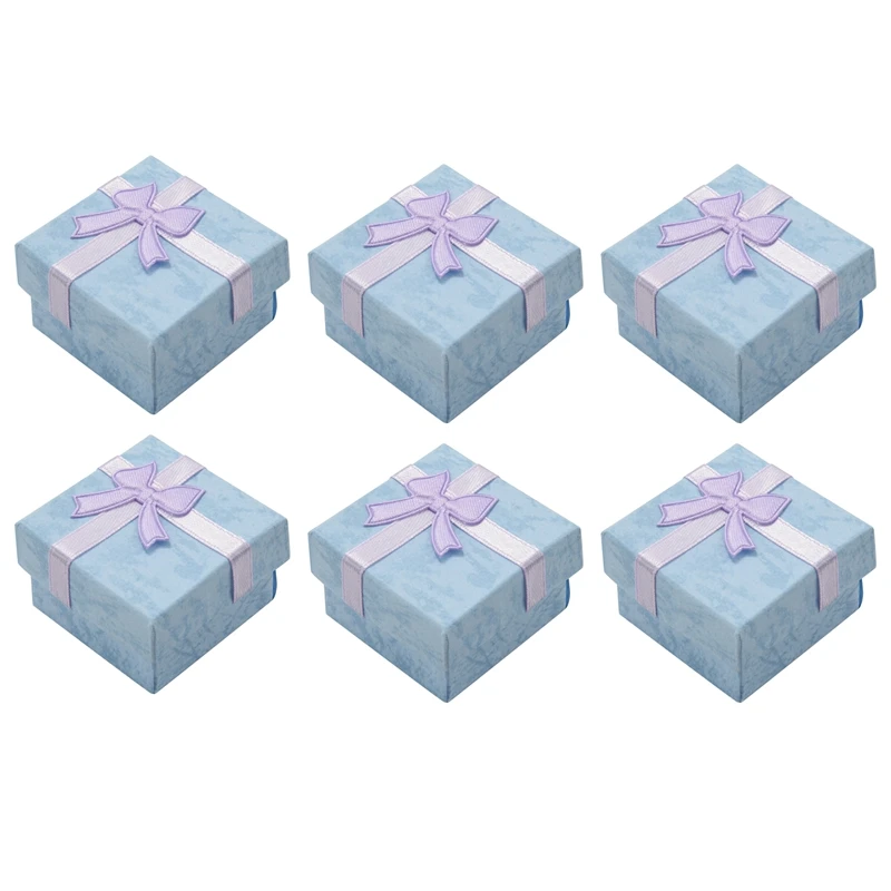 

144 Pcs Ring Earring Jewelry Display Gift Box Bowknot Square Case Purple
