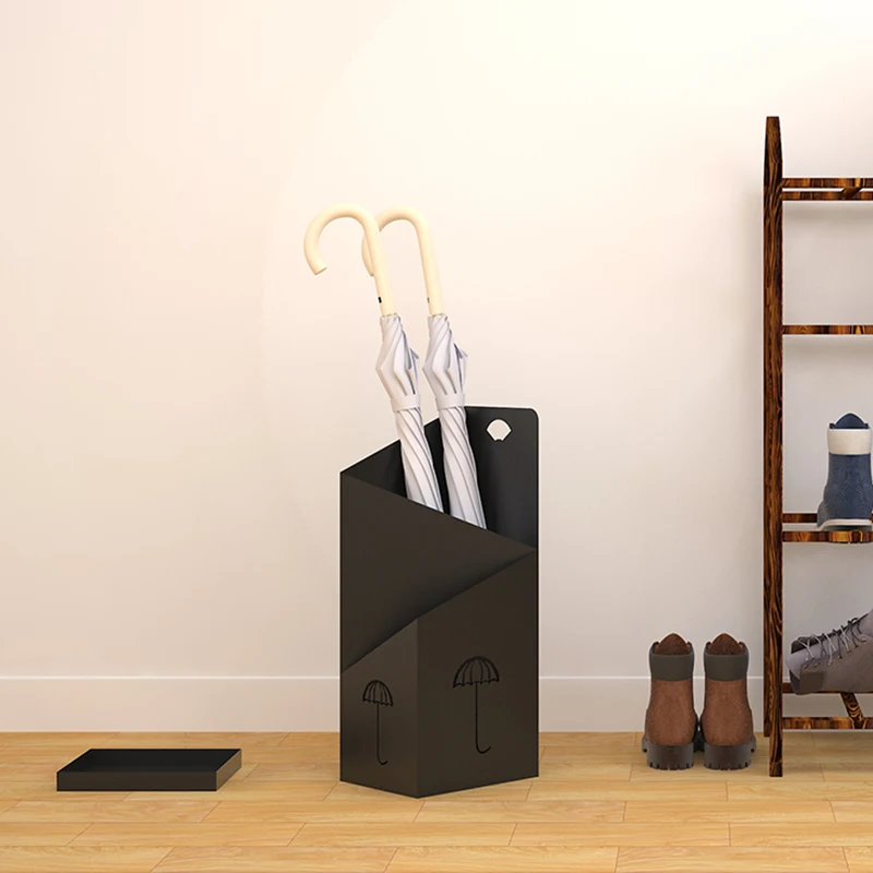 

Nordic Creative Double Bucket Iron Rain Umbrella Frame Hotel Restaurant Office Entrance Landing Umbrellas Hooks Storage Shelf