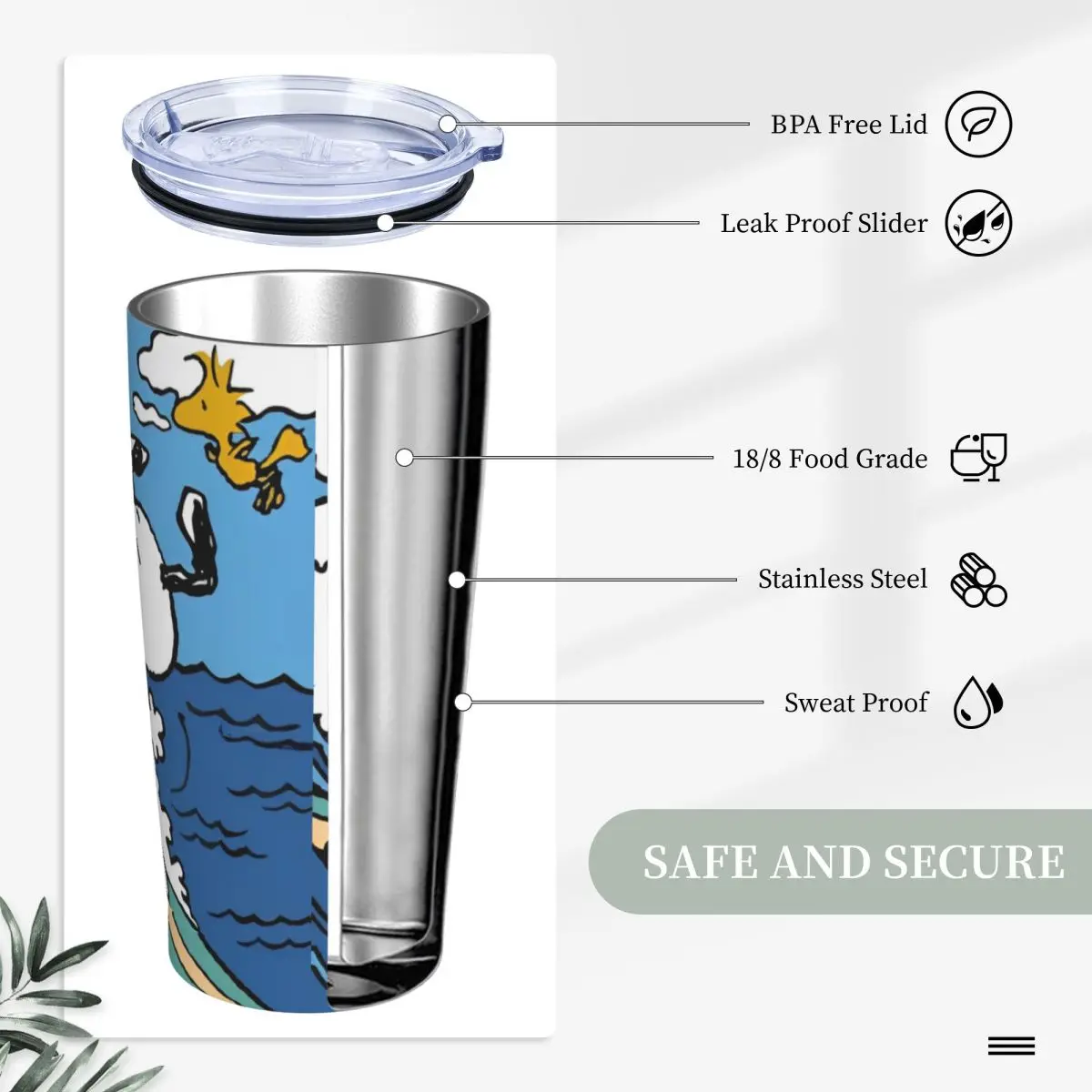 Снупи мультфильм арахис комикс стакан вакуумные изолированные кофейные чашки из