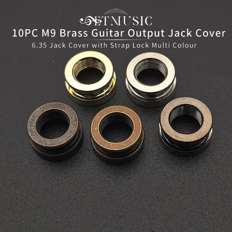 

10PC M9 Brass Guitar Equalizer Output Jack Cover Pickup 6.35 Jack Cover with Strap Lock Multi Color