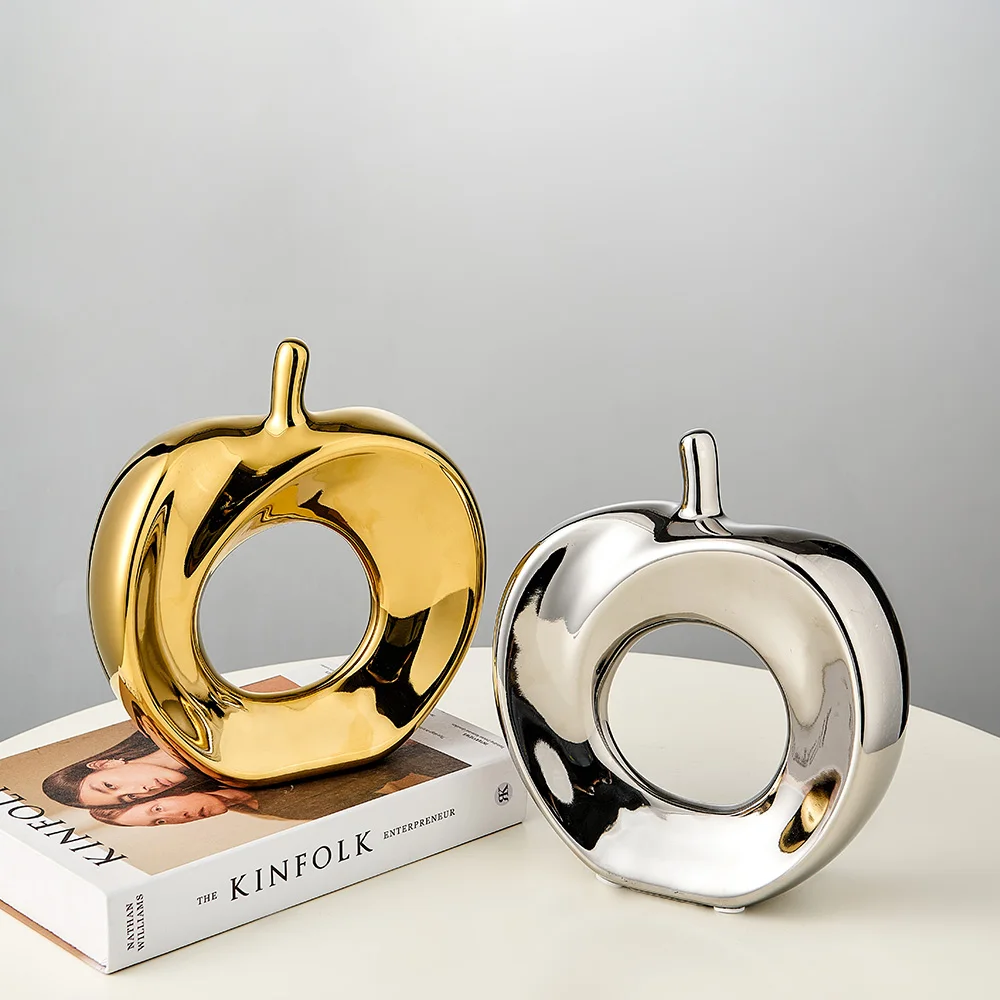 

Nordic Abstract Apple Statue Modern Home Living Room Decoration Simple Ceramic Ornaments Desk Accessories Figurines For Interior