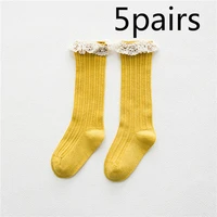 5 pairs baby childrens knee high socks with lace cheap stuff ruffle socks kid princess girls leg warmers cotton