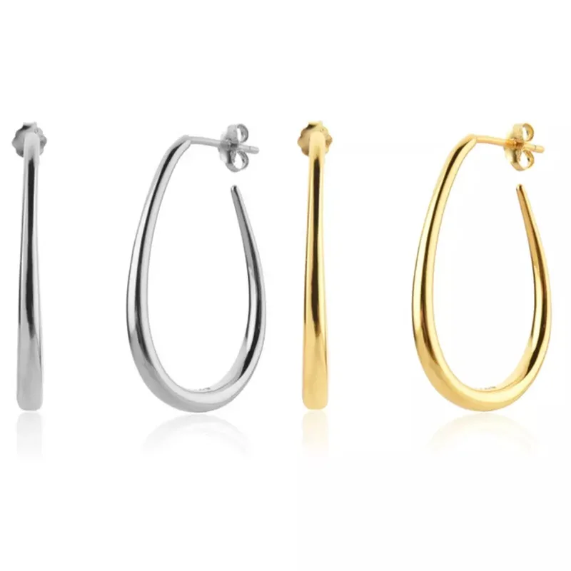 

Women's Large Hoop Earrings S925 Silver Flower Stud Earrings Simple U-Shaped Affordable Luxury Fashion Earring Jewelry Ins Style