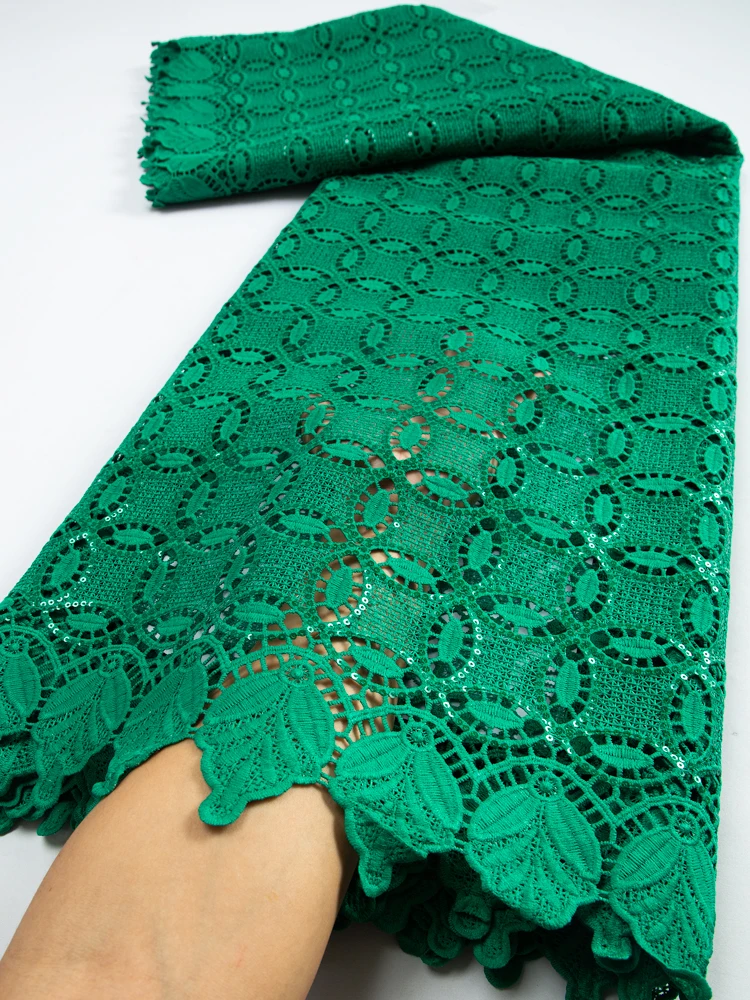 

African Guipure Lace Fabric Green Nigerain Mesh Lace Fabric 2023 High Quality Water Soluble Lace For Wedding Party Sew TY3355