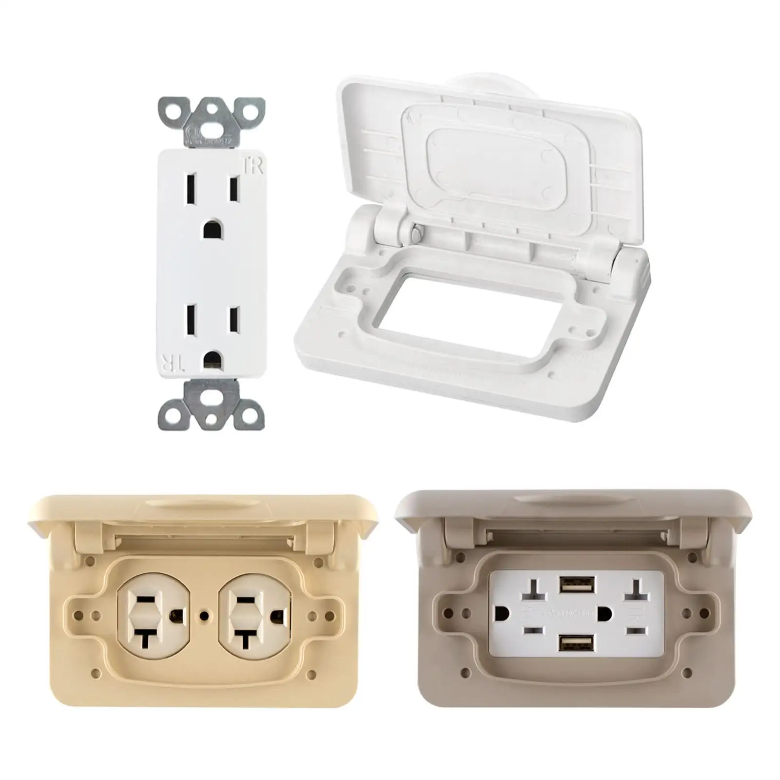 

125V 15Amp RV Power Outlet with Cover White Dual LED Indicator American Style for Travel Trailer Residential