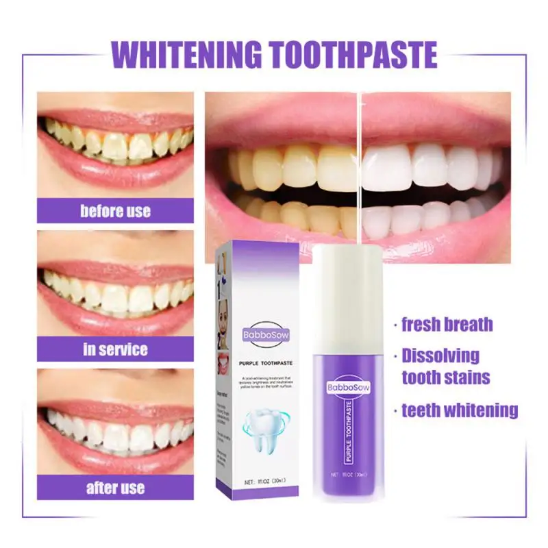 

V34 Purple Toothpaste Bottled Press Toothpaste Tooth Gel For Teeth Whitening Brightening Reduce Yellowing Cleaning Tooth Care