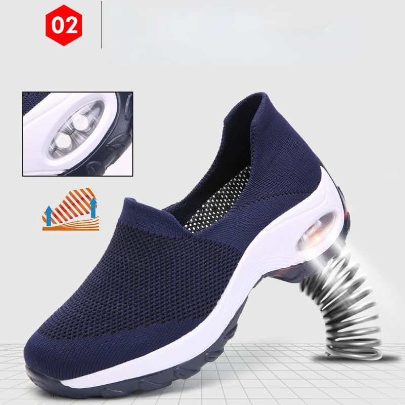 Women's Walking Shoes Slip-On Comfortable Sneakers Platform Casual Shoes Outdoor Sports Height Increasing Female Footwear