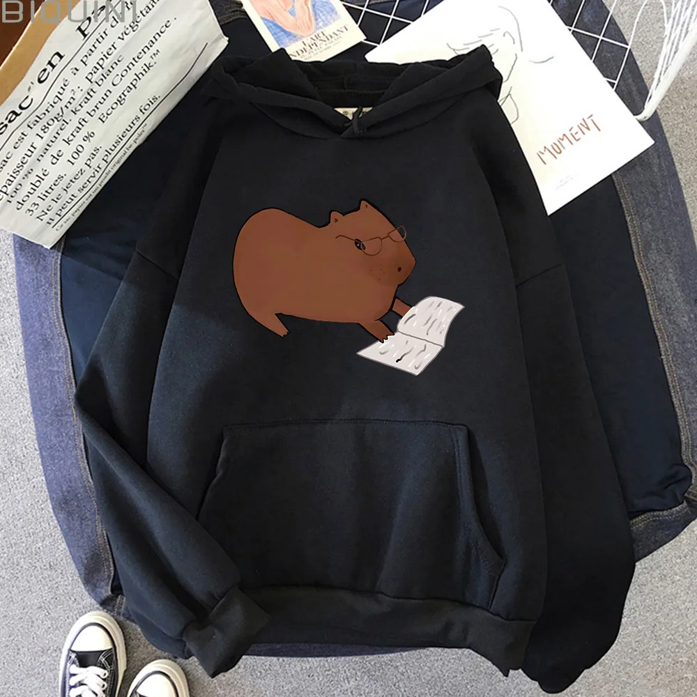 

Capybara Hoodies Very Cute Studious Sweatshirt Men's Clothing Y2k Hoodie Pullover Girls Long Sleeves Tops Winter Clothes Women