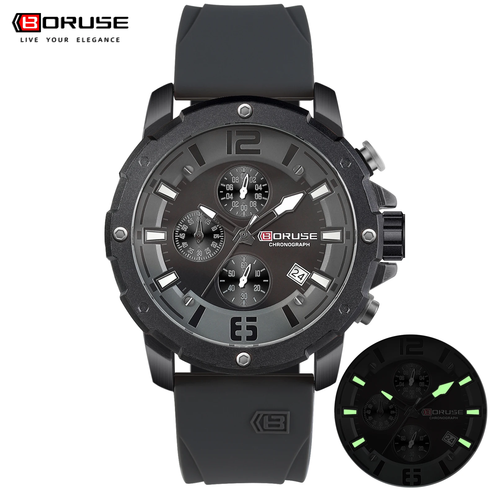 Часы наручные BORUSE Мужские кварцевые модные спортивные водонепроницаемые с