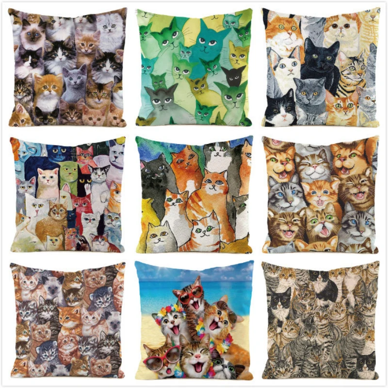 

Groups of Cute Cats Pillow Cover Funny Kitten Cat Pillowcases for Pillows Home Decor Pillows Case for Girls Room Sofa Bed Couch