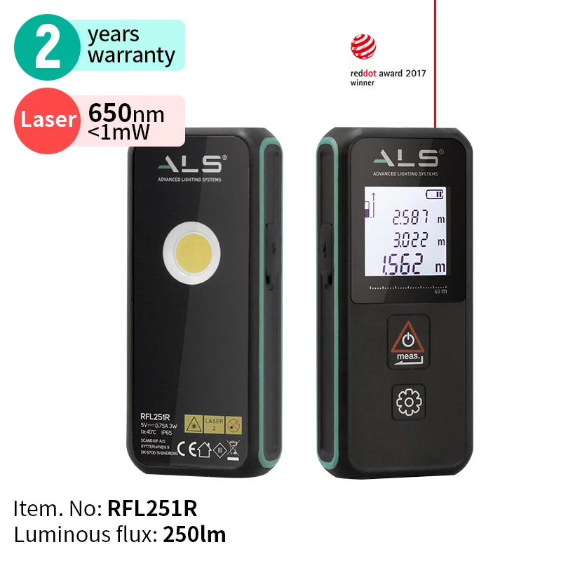 Купи ALS 250lm New Style High Power Laser Range Finder Led Rechargeable Work Light за 14,408 рублей в магазине AliExpress