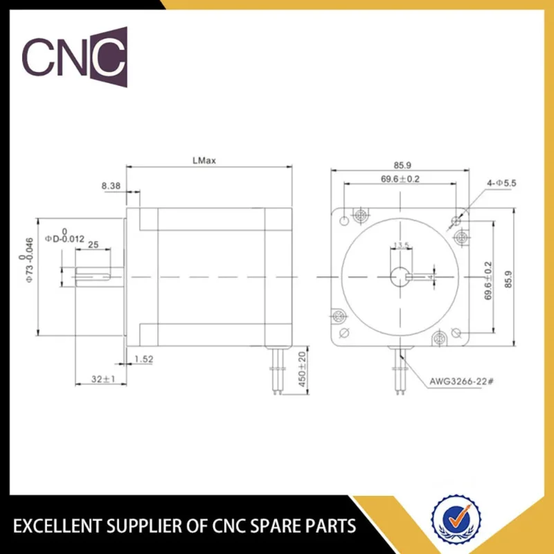 Шаговый двигатель JMC nema 34 2 фазы 4 5 Нм рама 86 мм вал 12 7 86J1880-842 (HZ) 3D-принтер