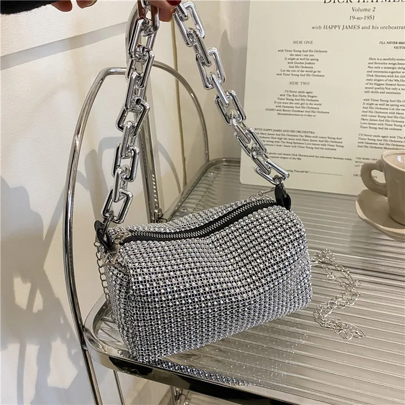 

Bling Diamond Design Small Crossbody Messenger Bags for Women 2023 Summer Trend Luxury Fashion Travel Shoulder Handbags Purses