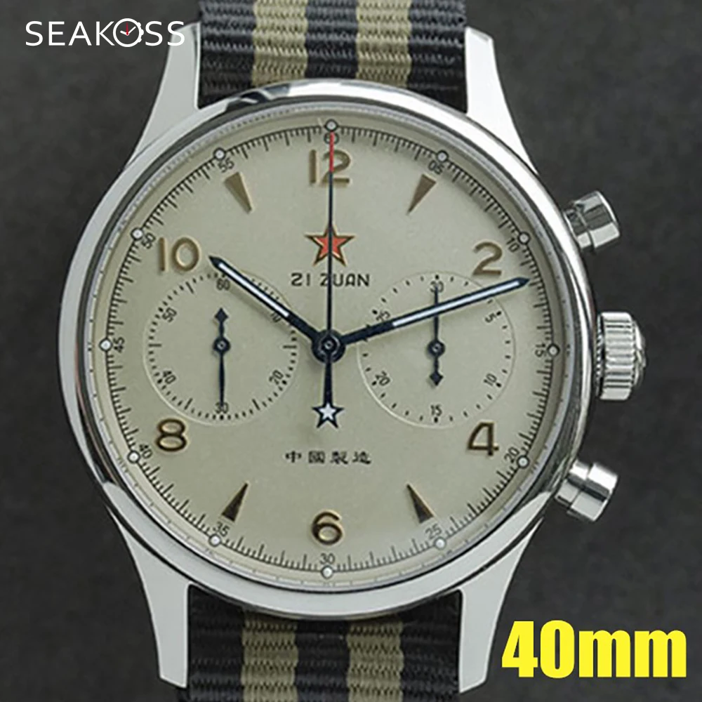 

Мужские часы SEAKOSS ST1901, часы Seagull Move для мужчин t Sapphire, военные водонепроницаемые светящиеся часы 1963, механические часы пилота Chronogr