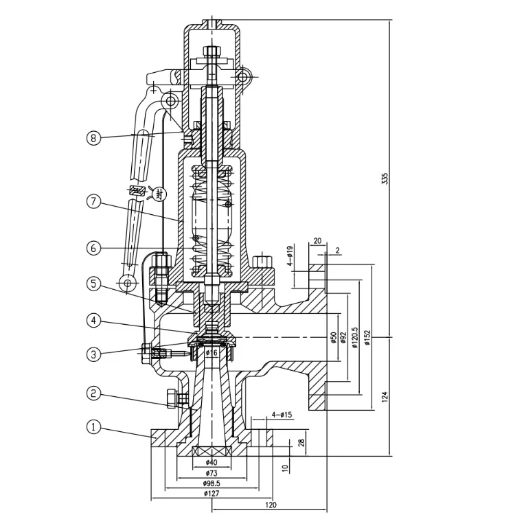 Напорный сосуд A48Y-16C DN15-DN200 PN10/PN16/PN25 WCB Фланцевые концы Предохранительный клапан