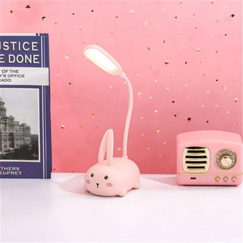 

Cartoon Cute Pet Animal Rabbit Usb Recharge Battery Led Table Night Light Eye Protection Warm Desk Lamp Teenager Room Decor