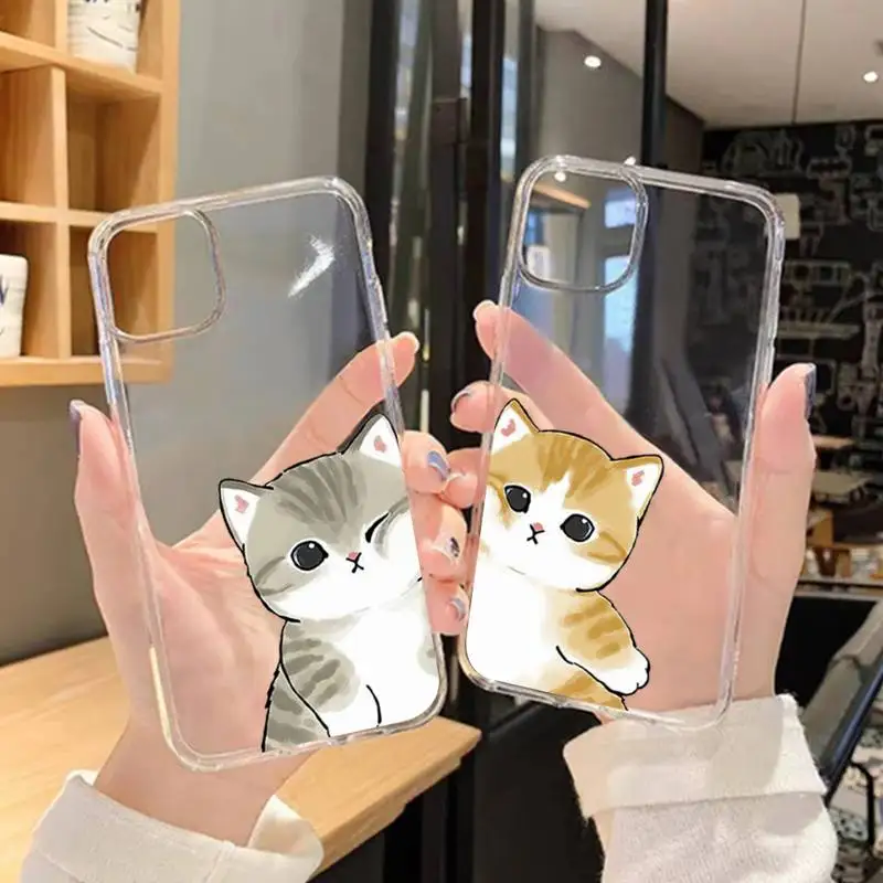 

Однотонные пары для влюбленных с рисунком мультяшного кота для Xiaomi10T 11 Note10 Redmi7 8 9 S Pro K40 Poco3 прозрачный чехол