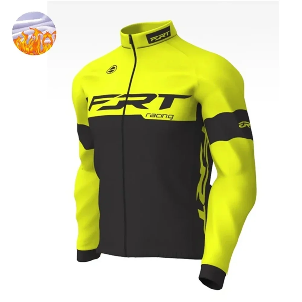 

ERT Winter Cycling Team Winter Thermal Fleece Bicycle Clothing Men Long Sleeve Top Outdoor Wind Warm Jersey Coat MTB Bike Racing