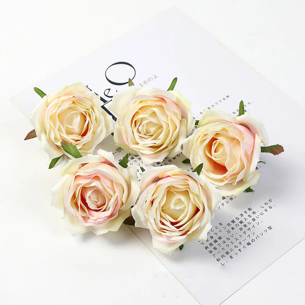 

10pcs 7cm Artificial Flowers Head Silk Rose Flower For Wedding Home Decoration Fake Flowers DIY Craft Wreath Scrapbook Supplies