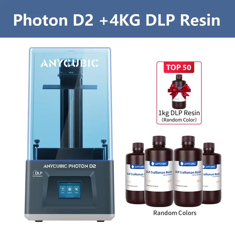 

2023 D2 DLP 3D Printer Double Algorithms Ultra High Resolution 3D Printing 20000-hours Usage Lifespan 5.9 Inches