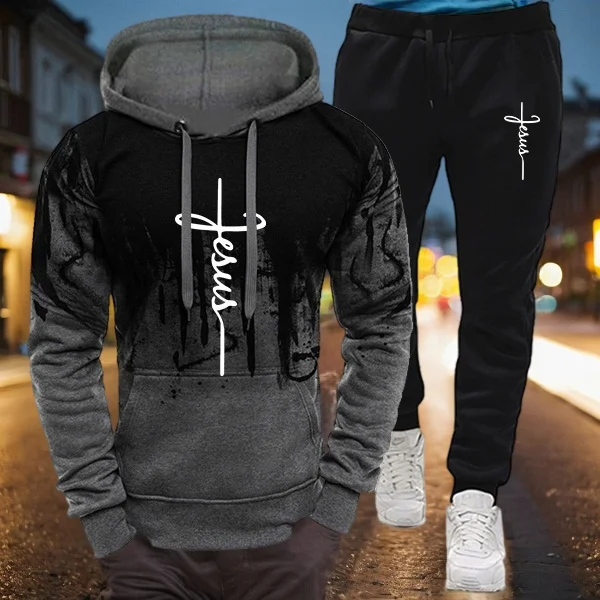 Спортивный костюм унисекс толстовка с капюшоном и брызгами чернил комплект