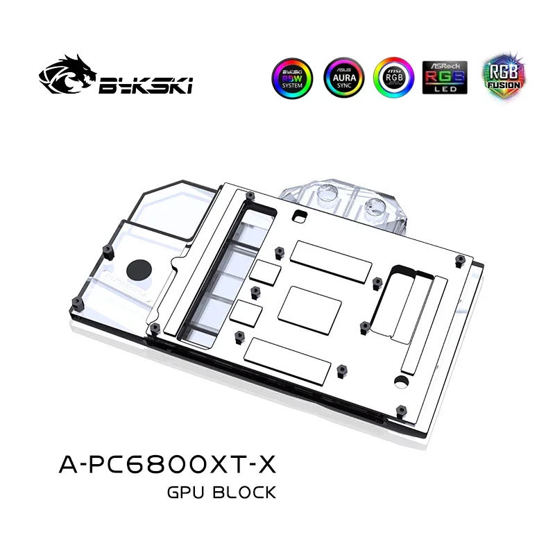 Фото Водоблок Bykski для видеокарты Powercolor Radeon RX 6800 XT Red Dragon / Медный охлаждающий радиатор с RGB SYNC / A-PC6800XT-X №5