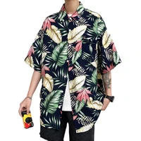 3xl 4xl 5xl men print shirts casual short sleeve t shirt summer new thin loose beach style coat rayon jacket