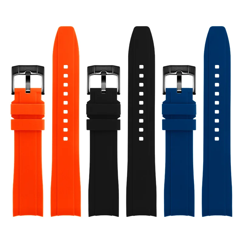 High-quality Rubber watchband 18mm 20mm 22mm bracelet for omega moonswatch seiko rolex tudor watch band curved end watch strap