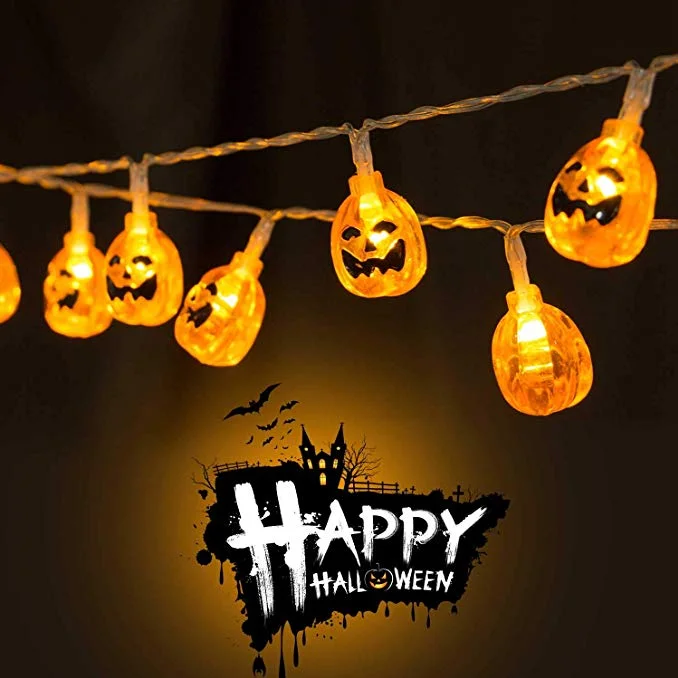 

20pcs LED jack-o'-light string for Halloween holiday decoration Battery powered Outdoor available for easy arrangement HAOMAI